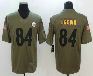 Men's Pittsburgh Steelers #84 Antonio Brown Gray 2017 Olive Salute To Service Stitched NFL Nike Limited Jersey