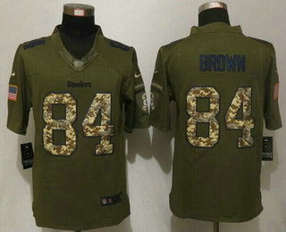 Men's Pittsburgh Steelers #84 Antonio Brown Green Salute to Service 2015 NFL Nike Limited Jersey