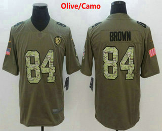 Men's Pittsburgh Steelers #84 Antonio Brown Olive With Camo 2017 Salute To Service Stitched NFL Nike Limited Jersey