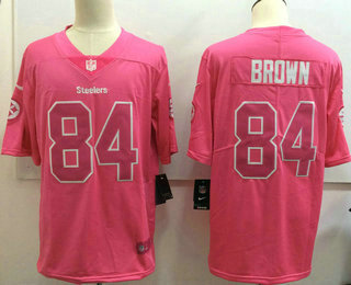 Men's Pittsburgh Steelers #84 Antonio Brown Pink Fashion 2017 Rush NFL Nike Limited Jersey