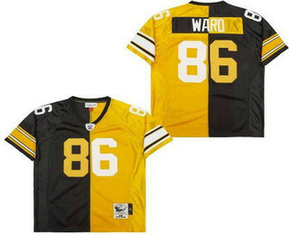 Men's Pittsburgh Steelers #86 Hines Ward Black Yellow Split Throwback Jersey