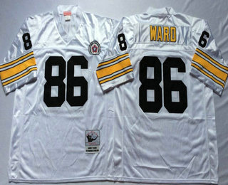 Men's Pittsburgh Steelers #86 Hines Ward White Throwback Jersey by Mitchell & Ness