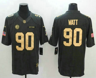 Men's Pittsburgh Steelers #90 T. J. Watt Anthracite Gold 2016 Salute To Service Stitched NFL Nike Limited Jersey