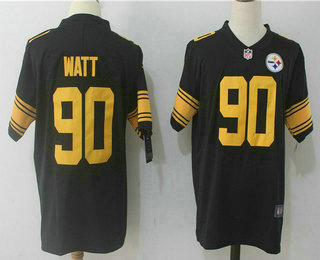 Men's Pittsburgh Steelers #90 T. J. Watt Black 2016 Color Rush Stitched NFL Nike Limited Jersey