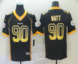 Men's Pittsburgh Steelers #90 T. J. Watt Black 2018 Fashion Drift Color Rush Stitched NFL Nike Limited Jersey