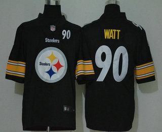 Men's Pittsburgh Steelers #90 T. J. Watt Black 2020 Big Logo Number Vapor Untouchable Stitched NFL Nike Fashion Limited Jersey