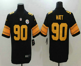 Men's Pittsburgh Steelers #90 T. J. Watt Black With Yellow 2017 Vapor Untouchable Stitched NFL Nike Limited Jersey