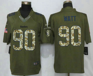 Men's Pittsburgh Steelers #90 T. J. Watt Green Salute To Service Stitched NFL Nike Limited Jersey