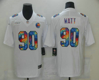 Men's Pittsburgh Steelers #90 T. J. Watt Multi-Color White 2020 NFL Crucial Catch Vapor Untouchable Nike Limited Jersey