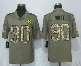 Men's Pittsburgh Steelers #90 T. J. Watt Olive With Camo 2017 Salute To Service Stitched NFL Nike Limited Jersey