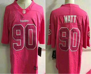 Men's Pittsburgh Steelers #90 T. J. Watt Pink Fashion 2017 Rush NFL Nike Limited Jersey