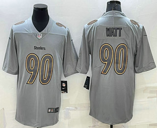 Men's Pittsburgh Steelers #90 TJ Watt Grey Atmosphere Fashion 2022 Vapor Untouchable Stitched Limited Jersey