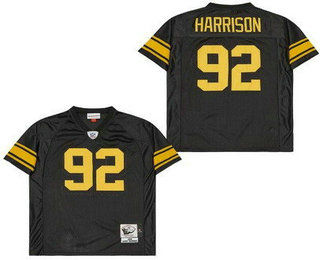 Men's Pittsburgh Steelers #92 James Harrison Black Yellow Throwback Jersey