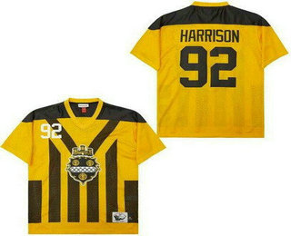 Men's Pittsburgh Steelers #92 James Harrison Yellow Throwback Jersey