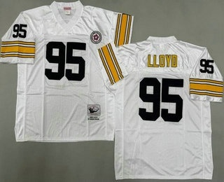 Men's Pittsburgh Steelers #95 Greg Lloyd White Throwback Jersey