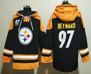 Men's Pittsburgh Steelers #97 Cameron Heyward Black Ageless Must Have Lace Up Pullover Hoodie