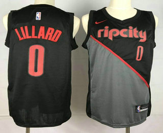 Men's Portland Trail Blazers #0 Damian Lillard Black Nike 2019 New Season Swingman City Edition Jersey