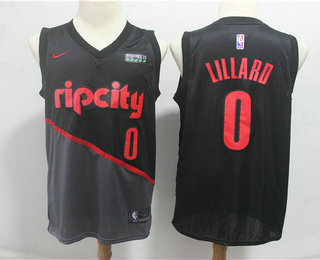 Men's Portland Trail Blazers #0 Damian Lillard Black Nike 2019 New Season Swingman City Edition Jersey WithThe Sponsor Logo