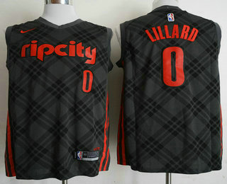 Men's Portland Trail Blazers #0 Damian Lillard Grey 2017-18 Nike City Edition Swingman Jersey