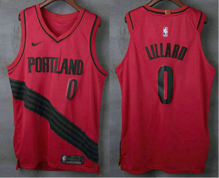 Men's Portland Trail Blazers #0 Damian Lillard New Red 2017-2018 Nike Authentic Stitched NBA Jersey