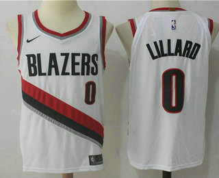 Men's Portland Trail Blazers #0 Damian Lillard New White 2017-2018 Nike Swingman Stitched NBA Jersey