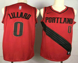 Men's Portland Trail Blazers #0 Damian Lillard Red Nike 2019 New Season Swingman City Edition Jersey