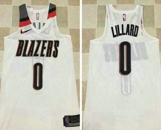 Men's Portland Trail Blazers #0 Damian Lillard White 2017-2018 Nike Swingman Stitched NBA Jersey