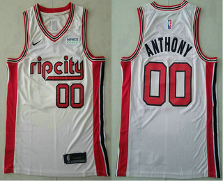 Men's Portland Trail Blazers #00 Carmelo Anthony White 2020 Nike City Edition Swingman Jersey With The Sponsor Logo