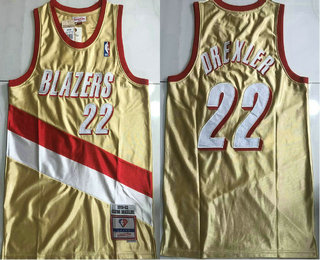 Men's Portland Trail Blazers #22 Clyde Drexler Gold 1992 Throwback AU Jersey
