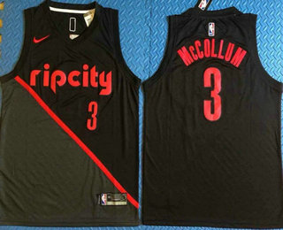 Men's Portland Trail Blazers #3 C.J. McCollum Black Nike 2019 New Season Swingman City Edition Jersey