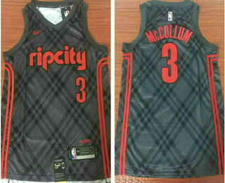 Men's Portland Trail Blazers #3 C.J. McCollum Grey 2017-18 Nike City Edition Swingman Jersey