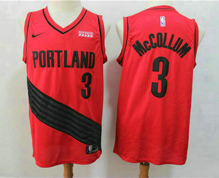 Men's Portland Trail Blazers #3 C.J. McCollum Red Nike 2019 New Season Swingman City Edition Jersey With The Sponsor Logo