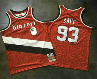 Men's Portland Trail Blazers #93 Bape Mitchell & Ness x BAPE Red Swingman Jersey