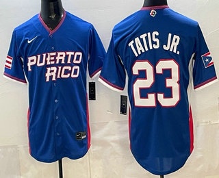 Men's Puerto Rico #23 Fernando Tatis Jr Blue 2026 World Baseball Classic Cool Base Jersey