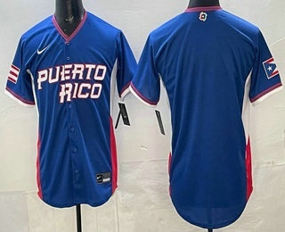 Men's Puerto Rico Blank Blue 2026 World Baseball Classic Cool Base Jersey