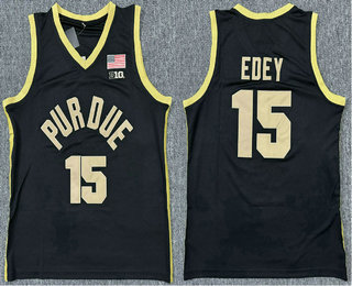 Men's Purdue Boilermakers #15 Zach Edey Black College Basketball Jersey