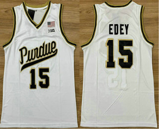 Men's Purdue Boilermakers #15 Zach Edey White College Basketball Jersey 02