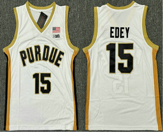 Men's Purdue Boilermakers #15 Zach Edey White College Basketball Jersey