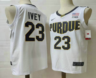 Men's Purdue Boilermakers #23 Jaden Ivey White College Basketball Jersey