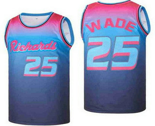 Men's Richards High School #25 Dwyane Wade Blue Basketball Jersey