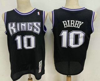Men's Sacramento Kings #10 Mike Bibby Black Hardwood Classics Soul Swingman Stitched NBA Throwback Jersey