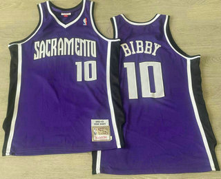 Men's Sacramento Kings #10 Mike Bibby Purple Hardwood AU Stitched Throwback Jersey