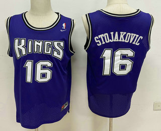 Men's Sacramento Kings #16 Peja Stojakovic Purple Swingman Jersey