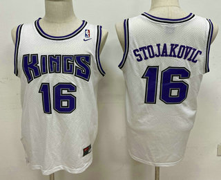 Men's Sacramento Kings #16 Peja Stojakovic White Swingman Jersey