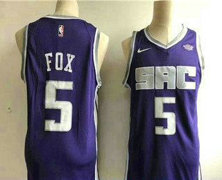 Men's Sacramento Kings #5 De'Aaron Fox Purple 2017-2018 Nike Swingman Stitched NBA Jersey