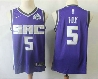 Men's Sacramento Kings #5 De'Aaron Fox Purple 2018 Nike Swingman Stitched NBA Jersey With The Sponsor Logo