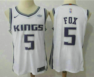 Men's Sacramento Kings #5 De'Aaron Fox White 2017-2018 Nike Authentic Stitched NBA Jersey