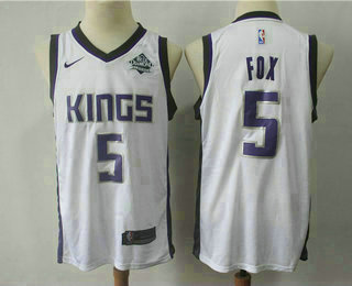 Men's Sacramento Kings #5 De'Aaron Fox White 2018 Nike Swingman Stitched NBA Jersey With The Sponsor Logo