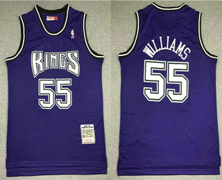 Men's Sacramento Kings #55 Jason Williams 1998-99 Purple Hardwood Classics Soul Swingman Stitched NBA Throwback Jersey