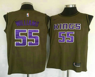 Men's Sacramento Kings #55 Jason Williams Olive Stitched Nike Swingman Jersey